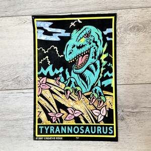 Dinosaur FELT ART Poster Picture Drawing Tyrannosaurus Fuzzy Western Graphics
